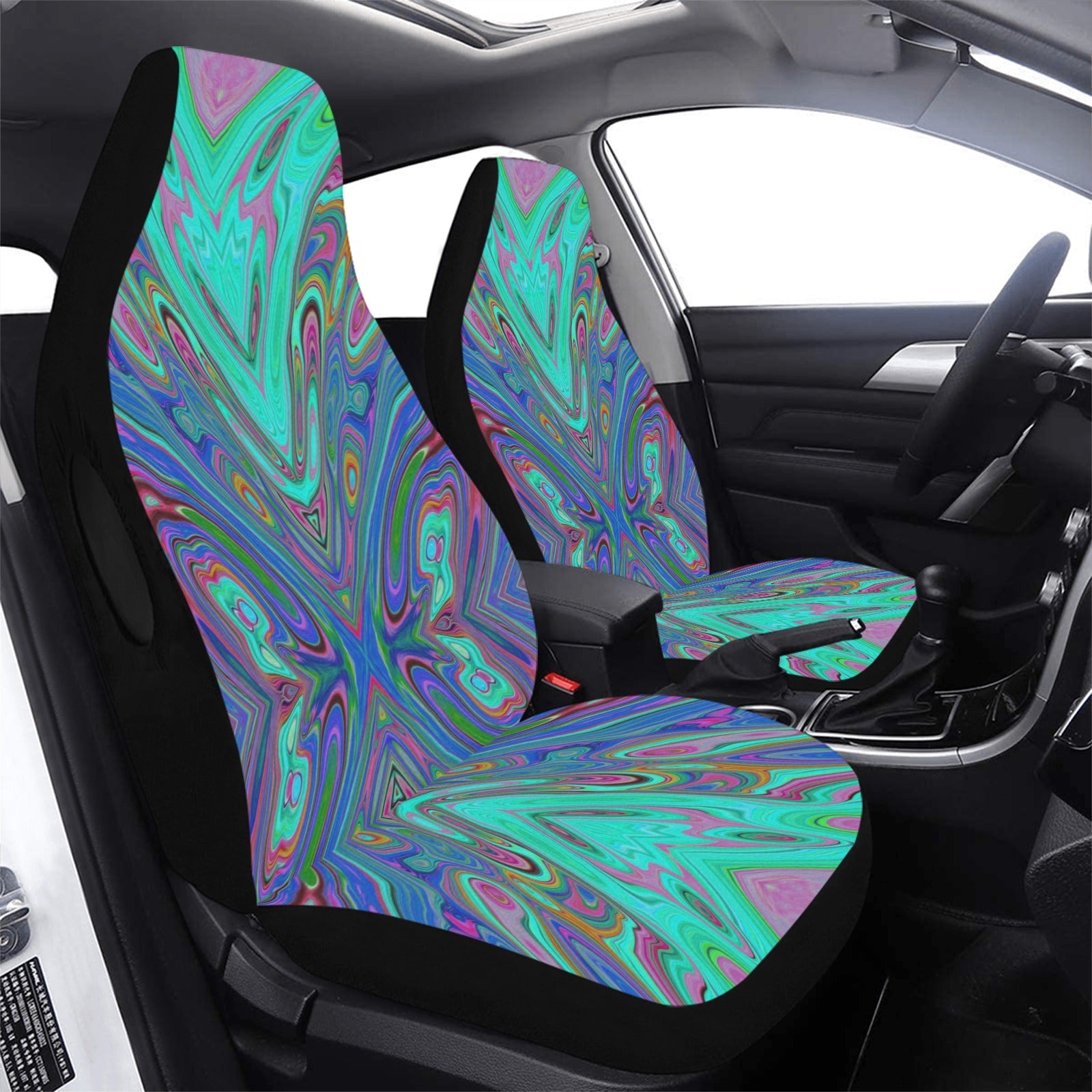 Car Seat Covers, Trippy Retro Blue and Red Abstract Butterfly
