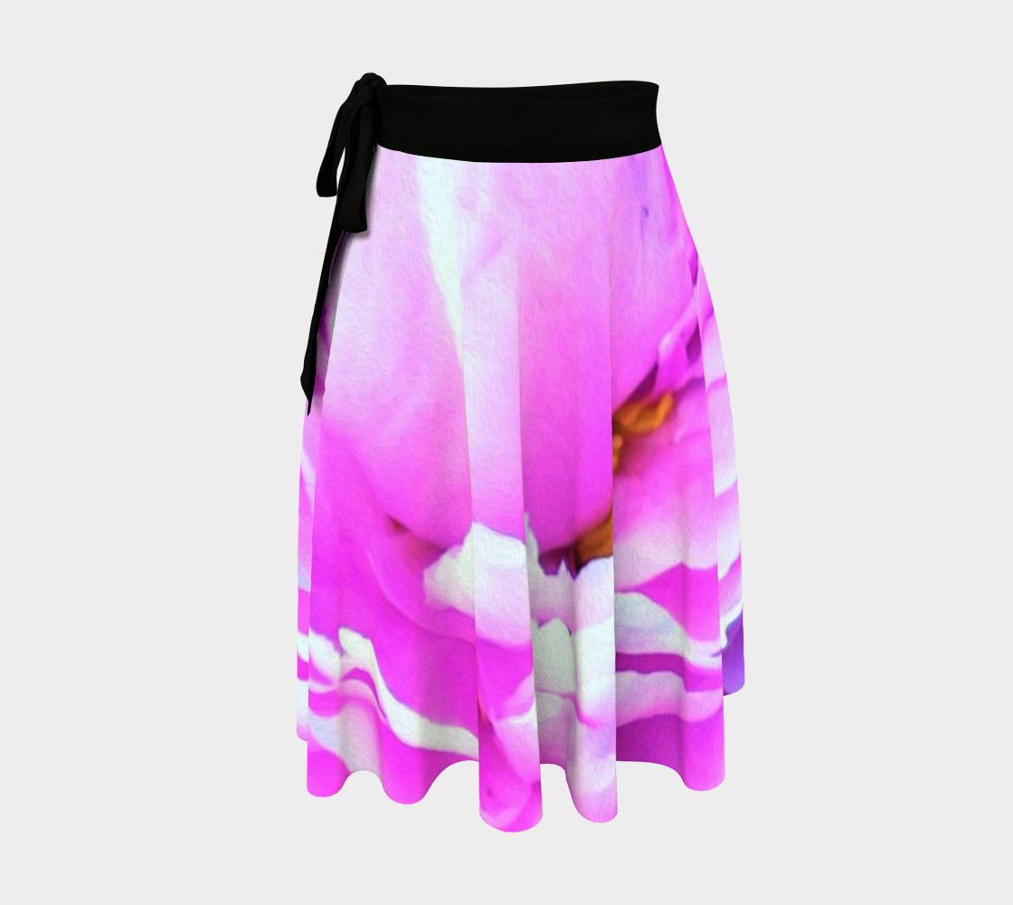 Artsy Wrap Skirt, Stunning Double Pink Peony Flower Detail