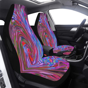 Car Seat Covers, Cool Red, Blue and Pink Abstract Floral Swirl