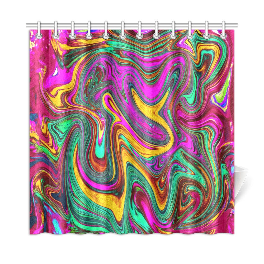 Shower Curtains, Marbled Hot Pink and Sea Foam Green Abstract Art - 72 x 72