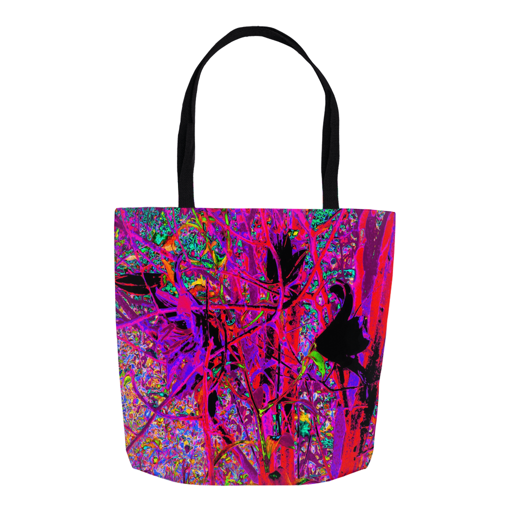 Tote Bags, Trippy Abstract Rainbow Oriental Lily Flowers