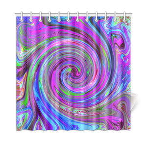 Shower Curtains, Colorful Magenta Swirl Retro Abstract Design