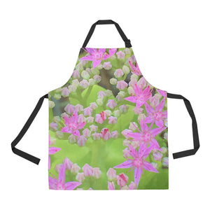 Apron with Pockets, Hot Pink Succulent Sedum with Fleshy Green Leaves