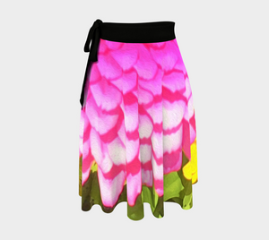Artsy Wrap Skirt, Pretty Round Pink Zinnia in the Summer Garden