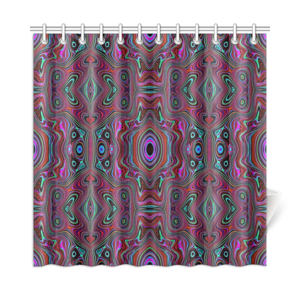 Shower Curtains, Trippy Seafoam Green and Magenta Abstract Pattern - 72 x 72