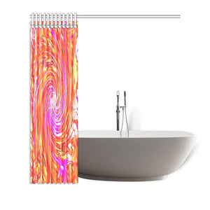 Shower Curtains, Abstract Retro Magenta and Autumn Colors Floral Swirl