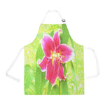 Apron with Pockets, Pretty Deep Pink Stargazer Lily on Lime Green