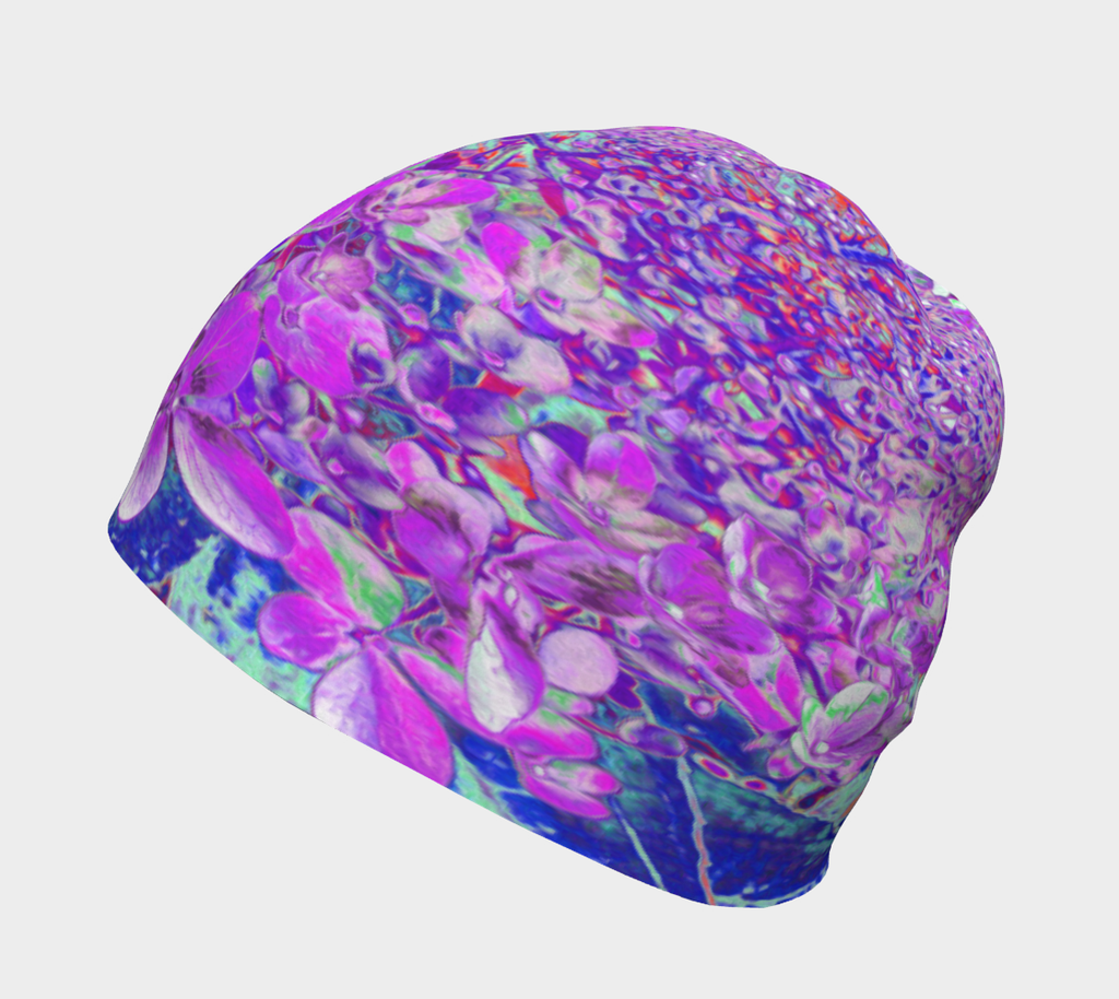 Beanie Hat, Elegant Purple and Blue Limelight Hydrangea