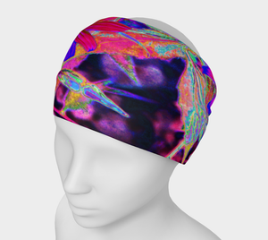 Wide Fabric Headbands, Psychedelic Retro Crimson and Magenta Wildflowers