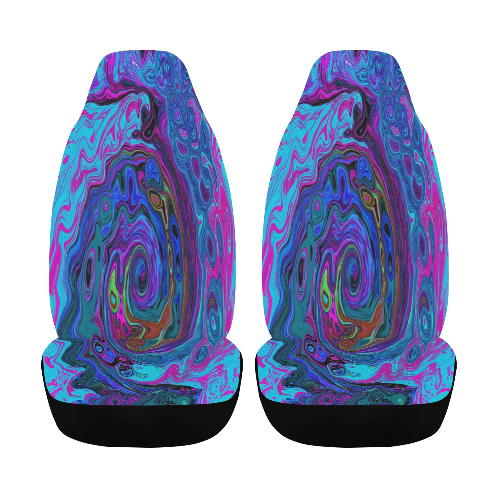 Car Seat Covers, Groovy Abstract Retro Blue and Purple Swirl