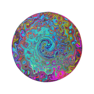 Spare Tire Covers, Trippy Sky Blue Abstract Retro Liquid Swirl - Large