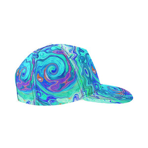 Snapback Hats, Groovy Abstract Ocean Blue and Green Liquid Swirl