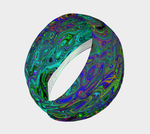 Headband - Marbled Blue and Aquamarine Abstract Retro Swirl