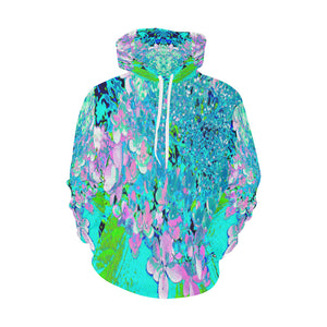 Hoodies for Women, Elegant Pink and Blue Limelight Hydrangea