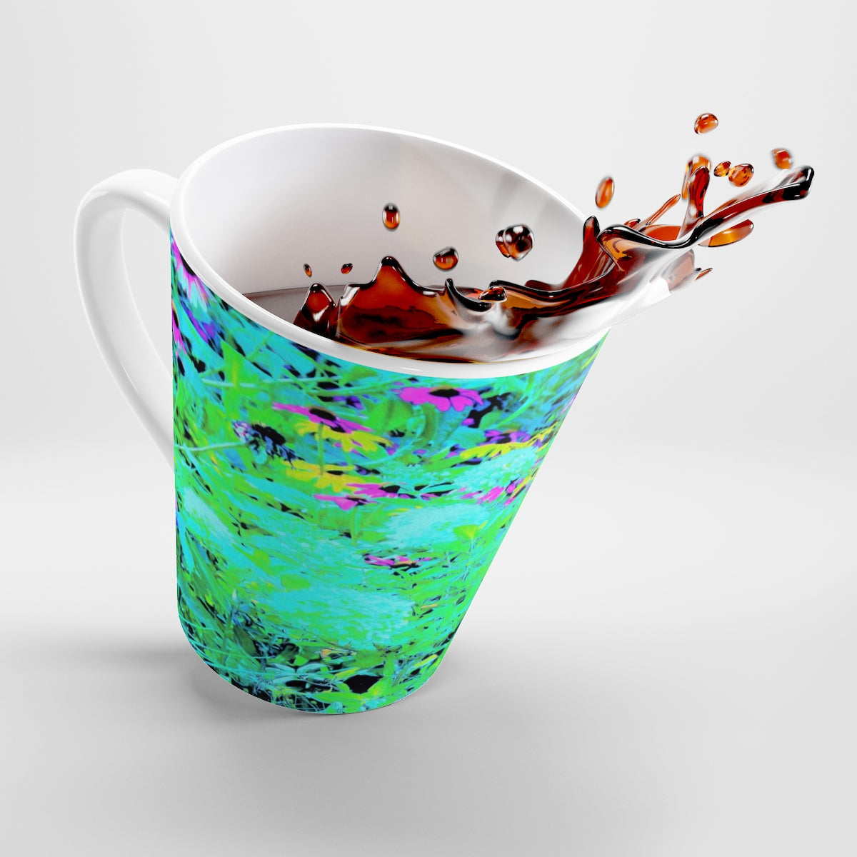 Latte mug, Impressionistic Aqua Garden Landscape