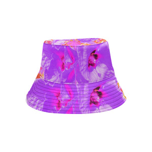 Bucket Hats, Two Purple and Hot Pink Plum Crazy Hibiscus