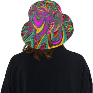 Bucket Hats, Marbled Hot Pink and Sea Foam Green Abstract Art