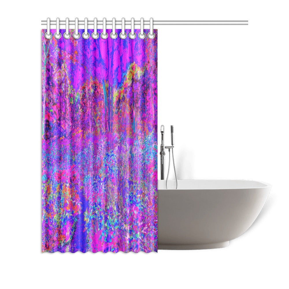 Shower Curtains, Psychedelic Impressionistic Purple Garden Landscape