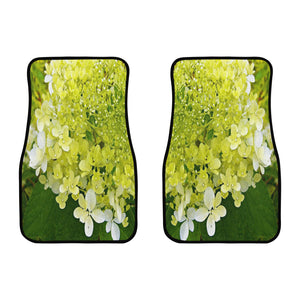 Car Floor Mats, Elegant Chartreuse Green Limelight Hydrangea - Front Set of Two