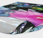 Wide Fabric Headband, Pink Hibiscus Black and White Landscape Collage, Face Covering