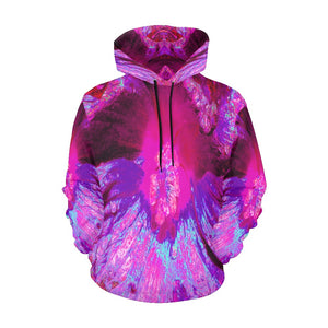 Hoodies for Women and Teens, Psychedelic Purple and Magenta Hibiscus Flower