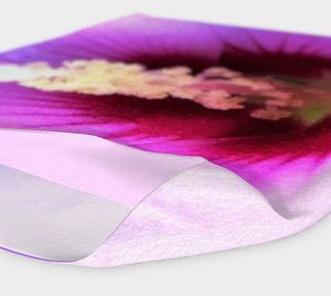 Wide Fabric Headband, Stunning Pink Hibiscus with Crimson Center, Face Covering