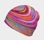 Beanie Hats, Colorful Rainbow Swirl Retro Abstract Design