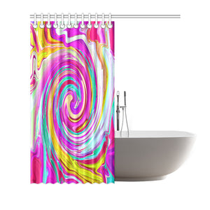 Shower Curtains, Colorful Fiesta Swirl Retro Abstract Design