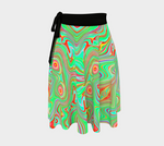 Wrap Skirts, Trippy Retro Orange and Lime Green Abstract Pattern