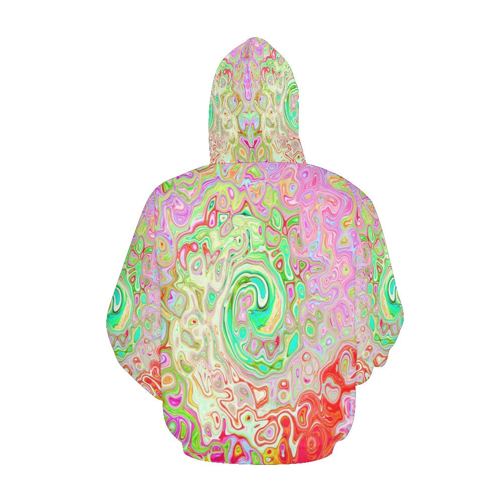 Hoodies for Women, Groovy Abstract Retro Pastel Green Liquid Swirl