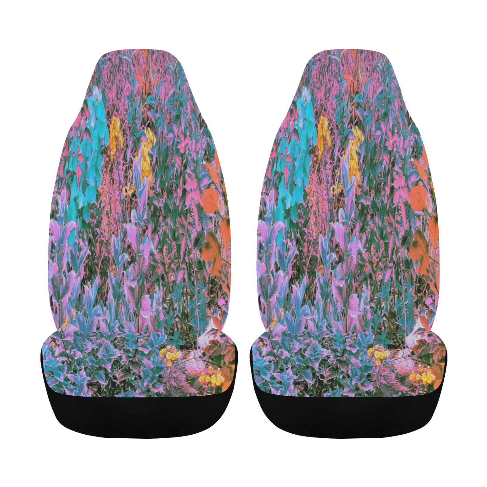 Car Seat Covers, Abstract Coral, Pink, Green and Aqua Garden Foliage