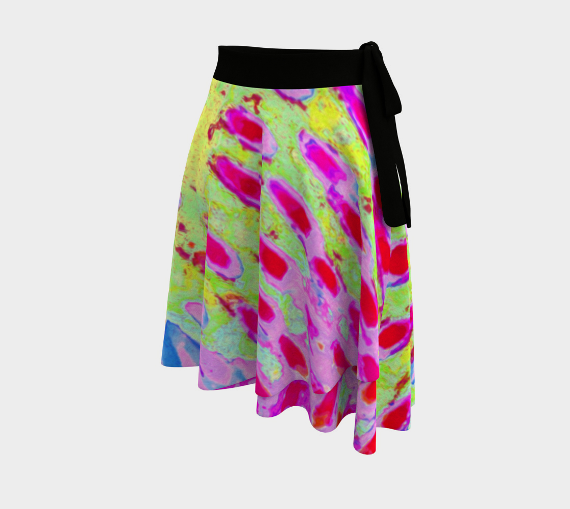 Artsy Wrap Skirt, Multicolored Rainbow Abstract Cone Flower