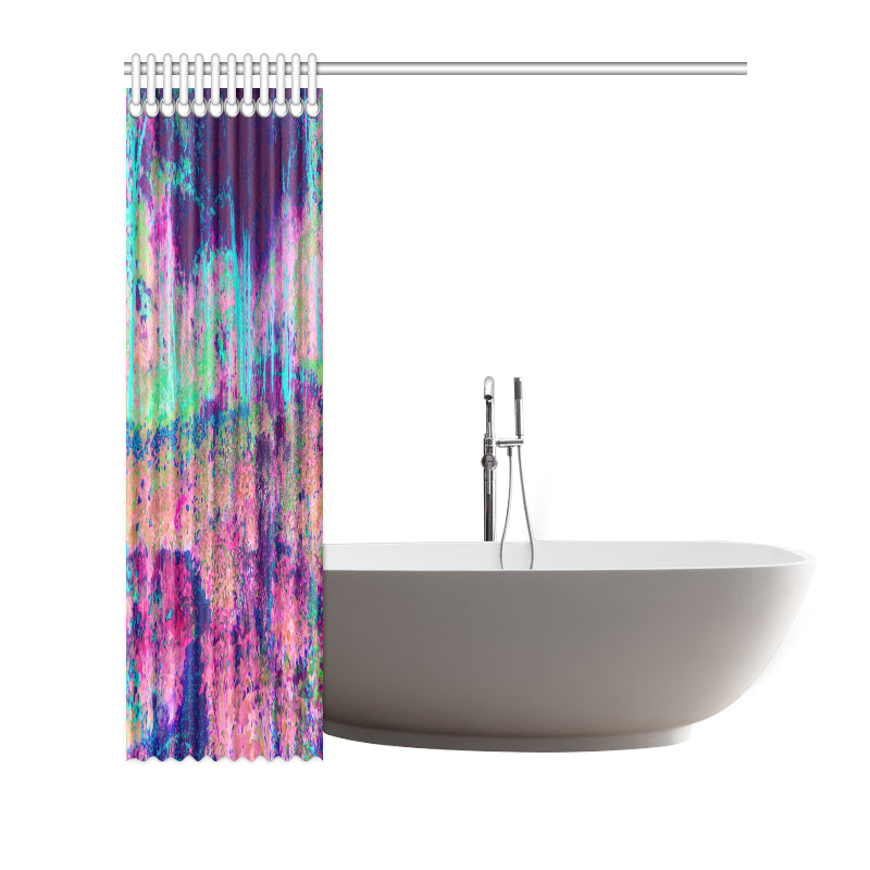 Shower Curtains, Impressionistic Purple and Hot Pink Garden Landscape