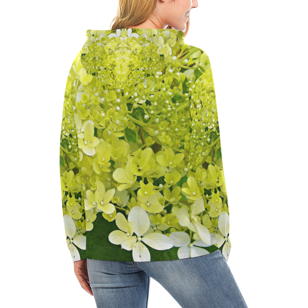 Hoodies for Women, Elegant Chartreuse Green Limelight Hydrangea
