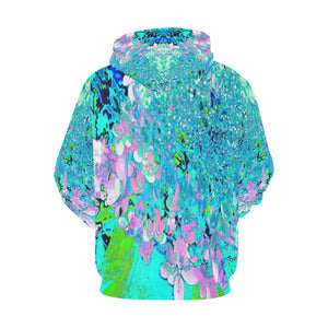 Hoodies for Women, Elegant Pink and Blue Limelight Hydrangea