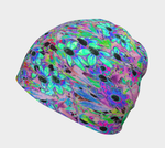 Beanie Hat, Purple Garden with Psychedelic Aquamarine Flowers