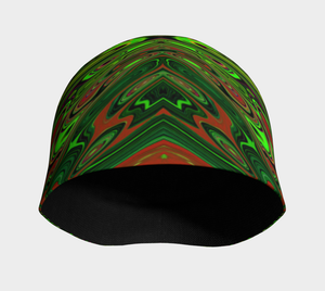 Beanie Hats, Trippy Retro Lime Green Abstract Butterfly