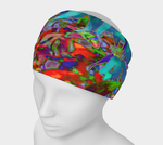Wide Fabric Headband, Psychedelic Blue Wildflowers in the Garden, Face Covering