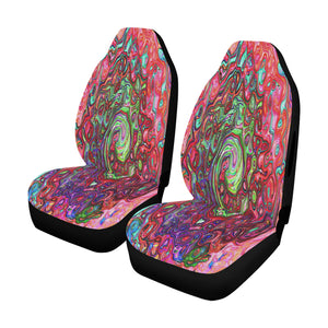 Car Seat Covers, Watercolor Red Groovy Abstract Retro Liquid Swirl