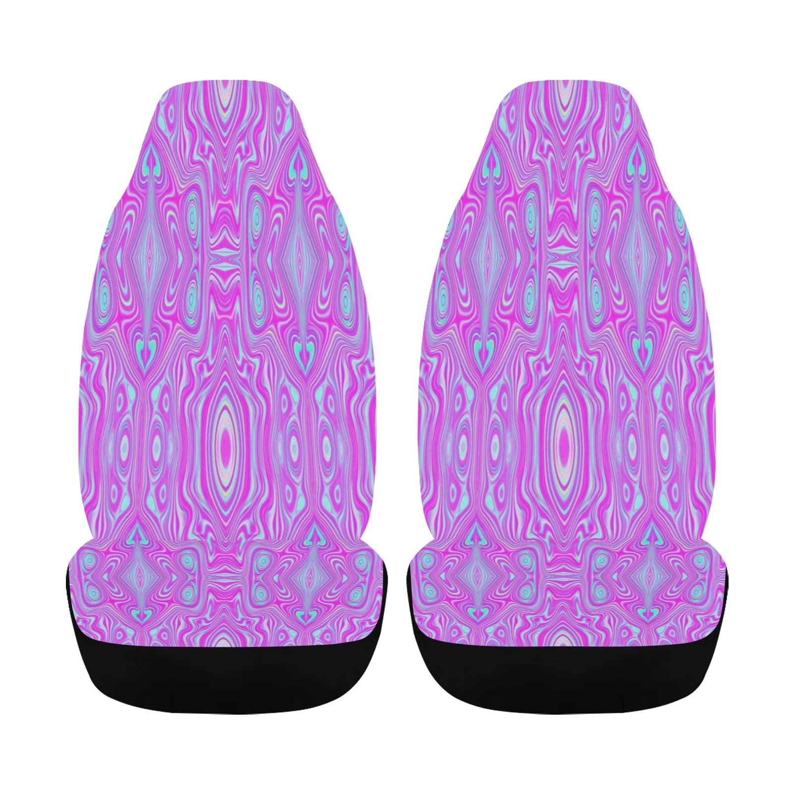 Car Seat Covers, Trippy Hot Pink and Aqua Blue Abstract Pattern