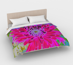 Artsy Duvet Covers, Crimson and Pink Cactus Dahlia Explosion