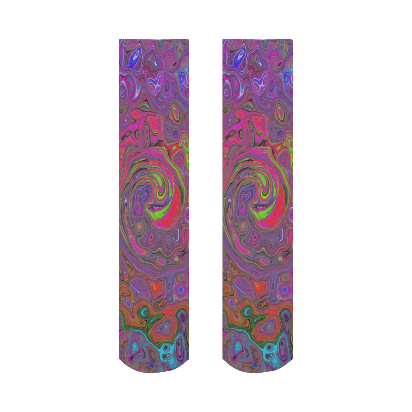 Socks for Women, Psychedelic Groovy Magenta Retro Liquid Swirl