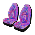 Colorful Car Seat Covers, Retro Purple and Orange Abstract Groovy Swirl