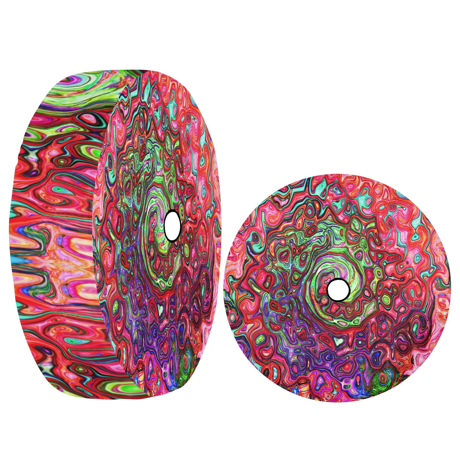 Spare Tire Cover with Backup Camera Hole - Watercolor Red Groovy Abstract Retro Liquid Swirl - Medium