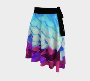 Artsy Wrap Skirt, Pretty Blue Zinnia in the Purple Summer Garden