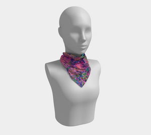 Square Scarves for Women, Impressionistic Purple and Hot Pink Garden Landscape