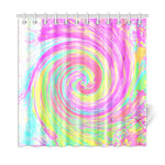 Shower Curtains, Groovy Abstract Pink and Blue Liquid Swirl