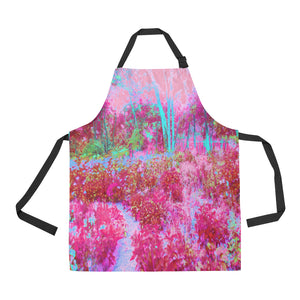 Apron with Pockets, Impressionistic Red and Pink Garden Landscape