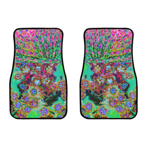 Car Floor Mats, Psychedelic Abstract Groovy Purple Sedum - Front Set of Two