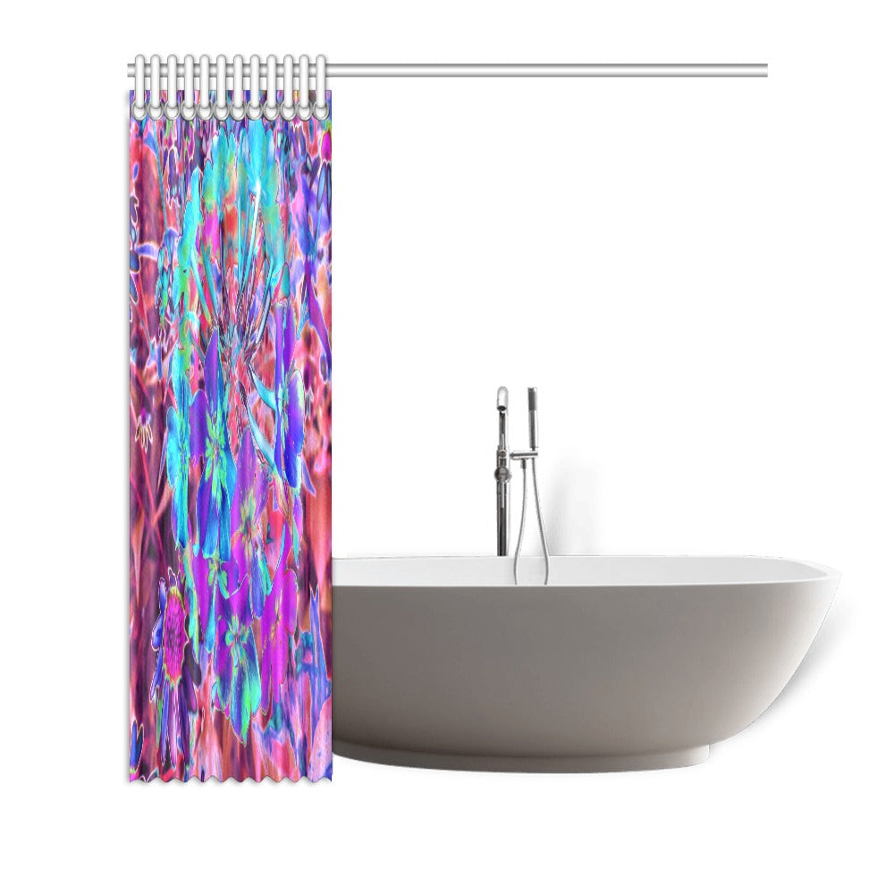 Shower Curtains, Blooming Abstract Purple and Blue Flower